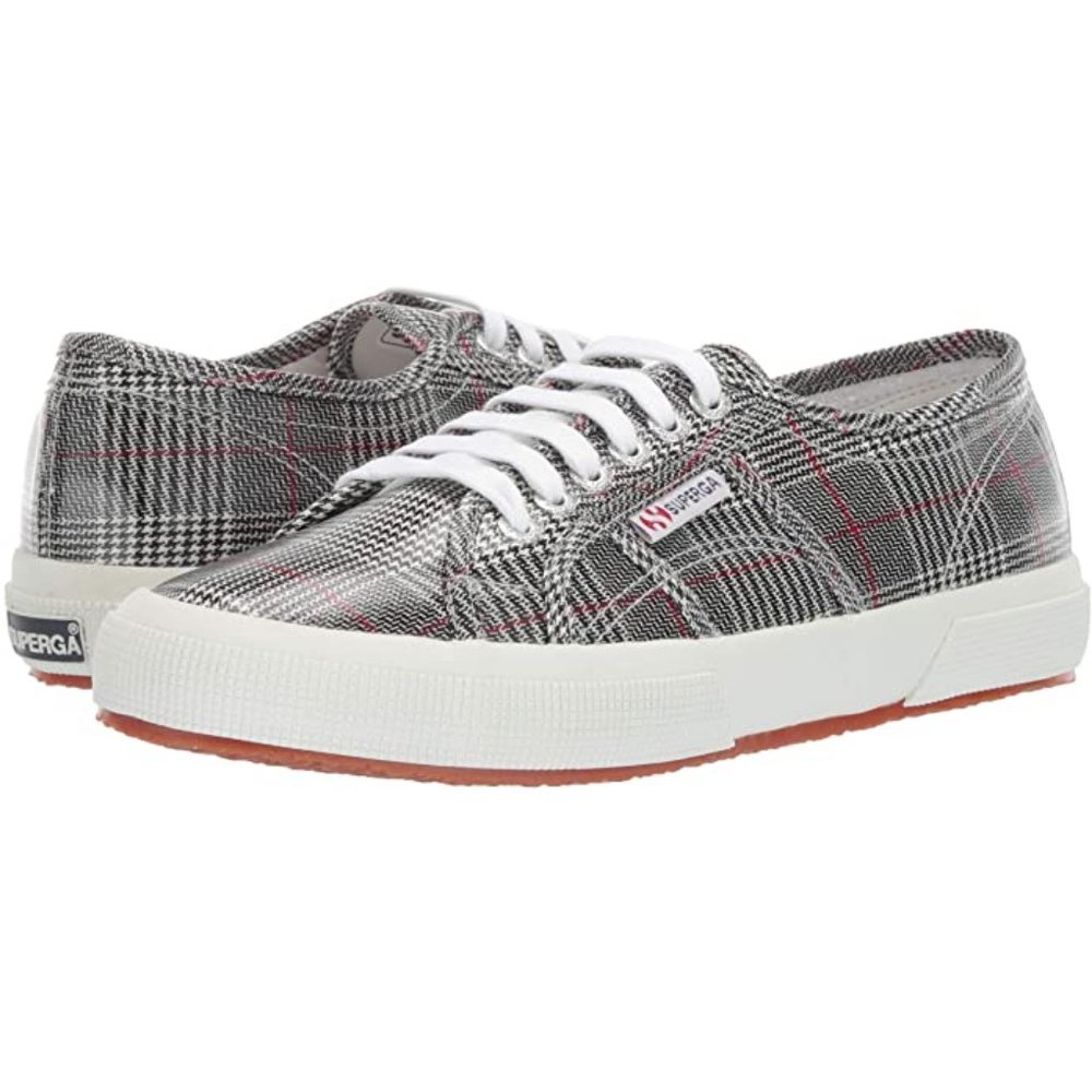 SUPERGA Plaid Leather Lace Up Sneakers